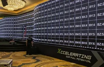 video LED all against a wall stretching